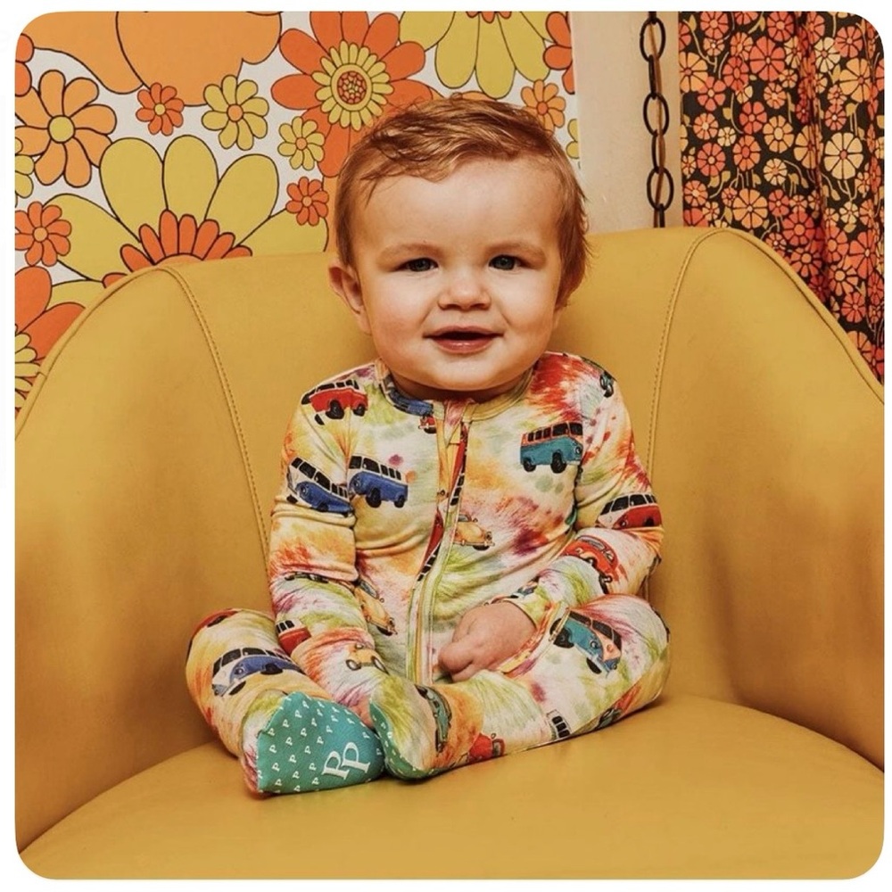 Posh Peanut Hippie Van Tie Dye Footies 12-18 months